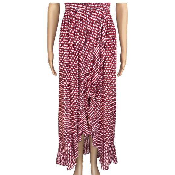 Tiare Hawaii Cheyenne Off The Shoulder Cover-up Maxi Dress cotton Red Dot OS - Picture 4 of 9